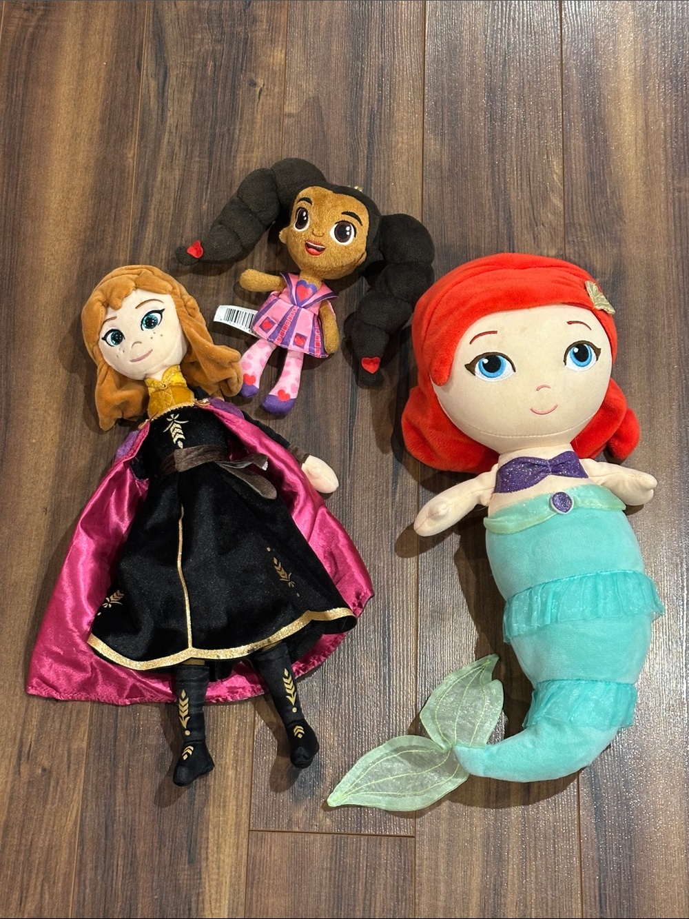 Disney Plush Ariel, Anna & Rosa Dolls